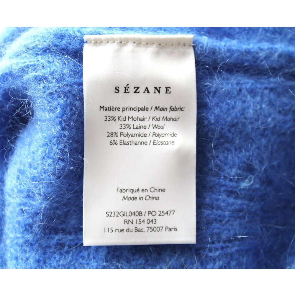 Sézane Anaelle Cardigan / Small / Blue Kid Mohair Wool Crochet Finish - Picture 10 of 10